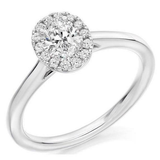 1.80 CT Oval & Round Cut Diamonds 14K White Gold Halo Ring, Size 6.5