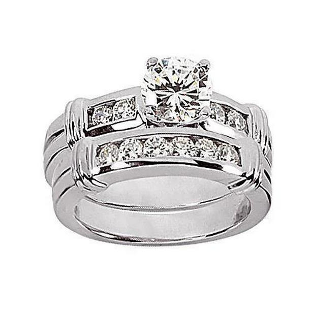29849 2.10 CT Round Diamond Engagement Ring & Band Set, 14K White Gold - Size 6.5