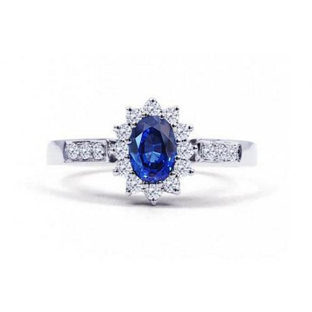 Picture of Harry Chad Enterprises 30109 2.50 CT Oval Ceylon Sapphire & Round Cut Diamonds Ring&#44; Size 6.5