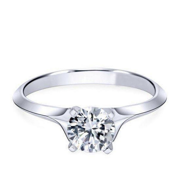 30161 Solitaire Sparkling 1 CT Diamond Anniversary Ring, 14K White Gold - Size 6.5