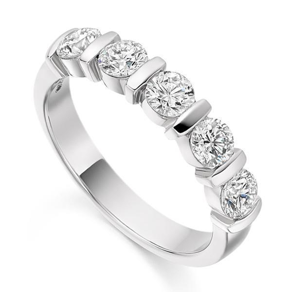Picture of Harry Chad Enterprises 35632 3.50 CT Round Cut Five Stone Diamond Band&#44; 14K Solid White Gold - Size 6.5