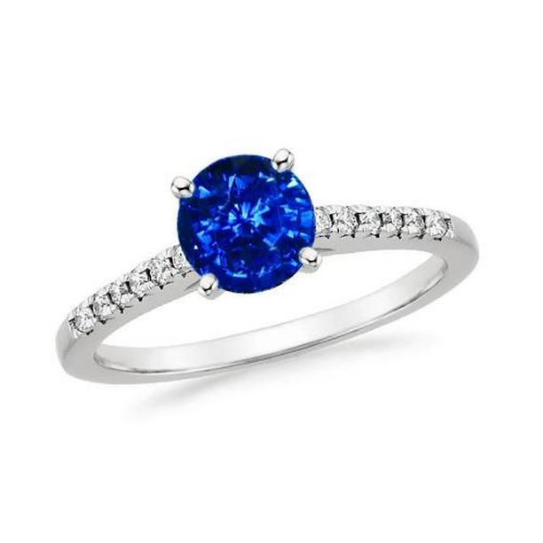 Picture of Harry Chad Enterprises 35640 3.20 CT Sri Lankan Sapphire & Diamonds Ring Gold 14K 4 Prong Set&#44; Size 6.5