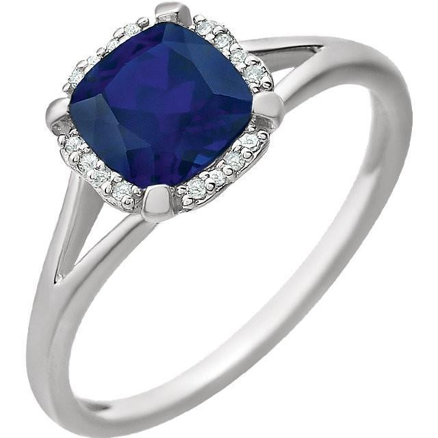 Picture of Harry Chad Enterprises 35689 Solitaire with Accents 2.50 CT Sri Lankan Sapphire & Diamonds Ring&#44; Size 6.5