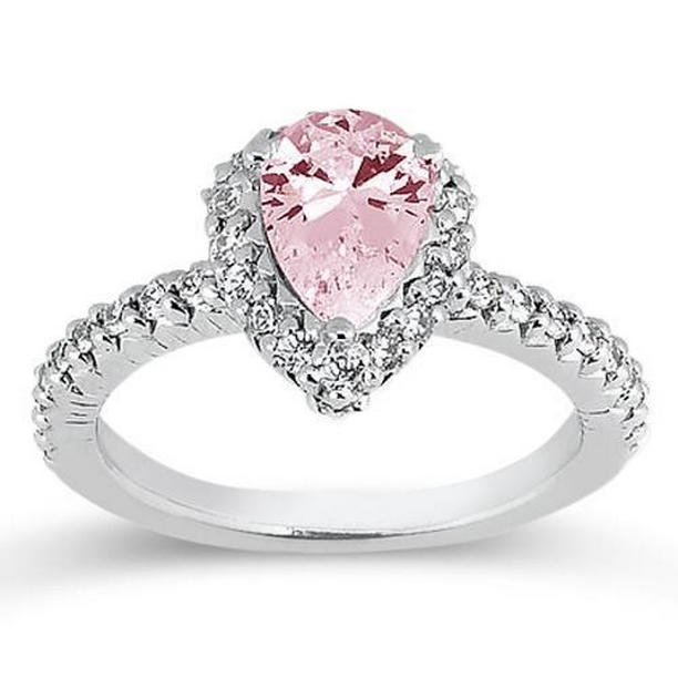 Picture of Harry Chad Enterprises 35785 2.81 CT Pear Pink Sapphire Center Halo Gemstone Ring&#44; 14K Gold - Size 6.5