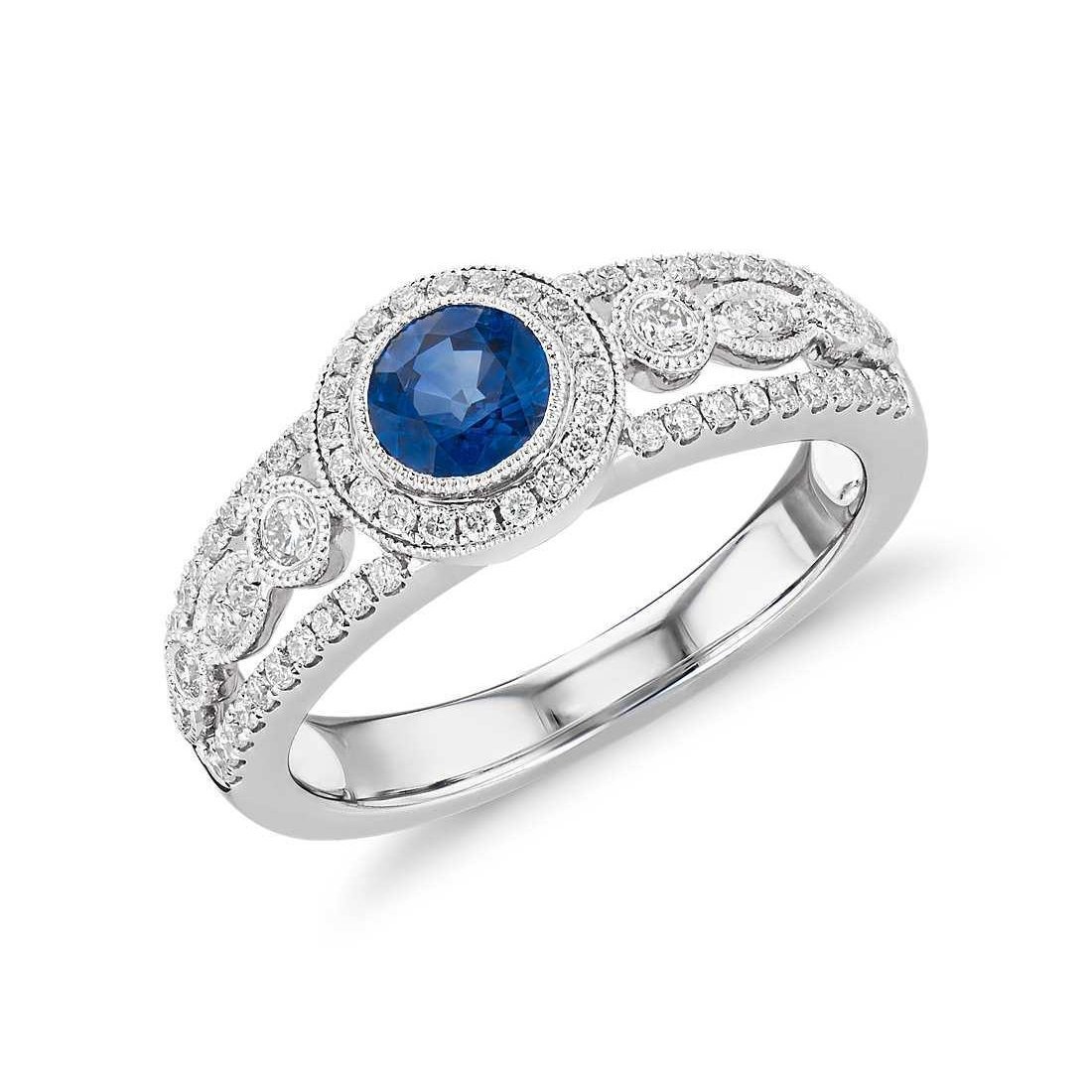 Picture of Harry Chad Enterprises 35854 1.75 CT Ceylon Sapphire Halo Gold 14K Diamond Ring&#44; Size 6.5