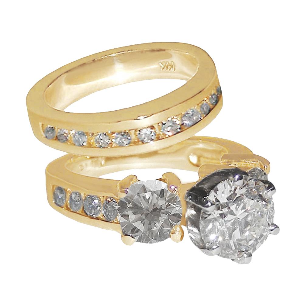 Picture of Harry Chad Enterprises 3588 6.50 CT Yellow Gold Fancy Engagement Set Diamond Ring&#44; Size 6.5