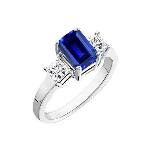 Picture of Harry Chad Enterprises 35971 3.05 CT Emerald Ceylon Sapphire & Diamonds Three Stone Ring&#44; Size 6.5