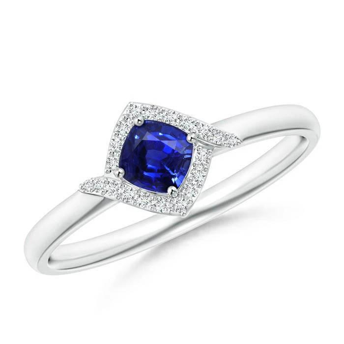 35985 2.25 CT Ceylon Sapphire & Diamond Promise Ring, 14K White Gold - Size 6.5