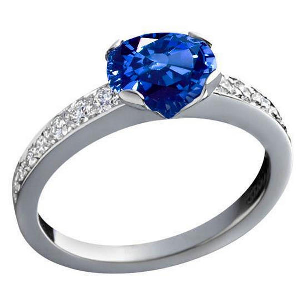 Picture of Harry Chad Enterprises 36067 3.25 CT Round Sri Lanka Sapphire Diamonds Ring&#44; 14K Gold - Size 6.5