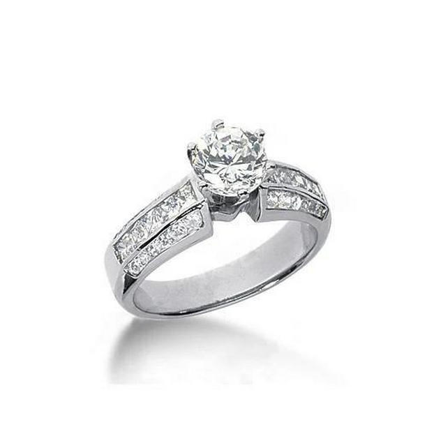 Picture of Harry Chad Enterprises 4013 Diamond 2.01 CT Accented Engagement Fancy Ring, 14K White Gold - Size 6.5