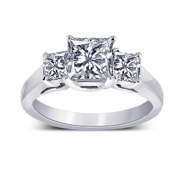 4028 Diamonds Three Stone 2.31 CT Diamond Engagement Ring, Gold - Size 6.5