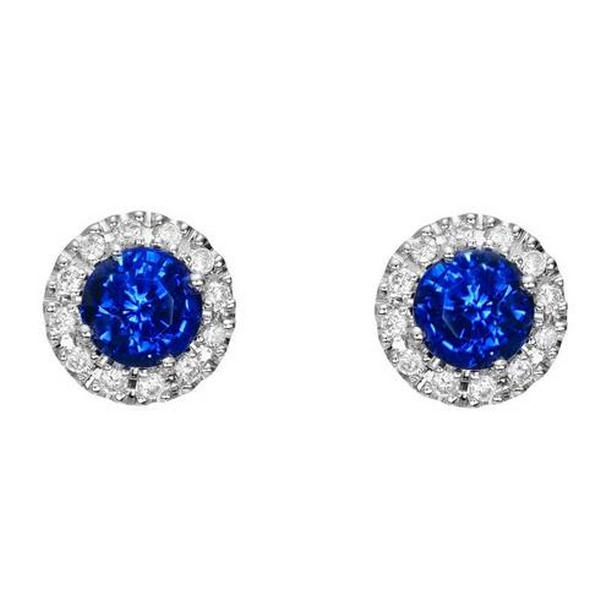 Picture of Harry Chad Enterprises 41461 2.30 CT Round Ceylon Sapphire & Diamond Cluster Earring
