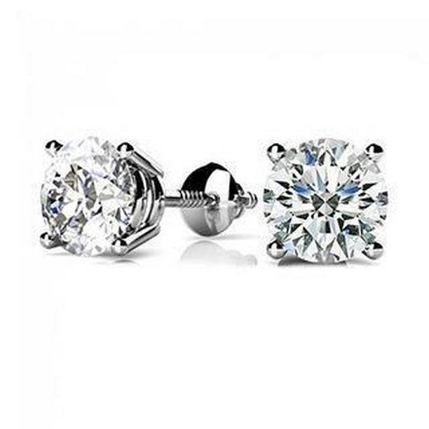 41468 1 CT Round Diamond Stud Earring, 14K White Gold