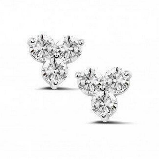 41471 2.40 CT Round Cut Diamond Lady Stud Earrings, 14K White Gold