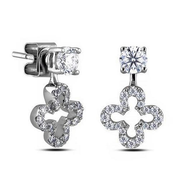 1.5 CT Round Diamond Stud Drop Earring, 14K White Gold