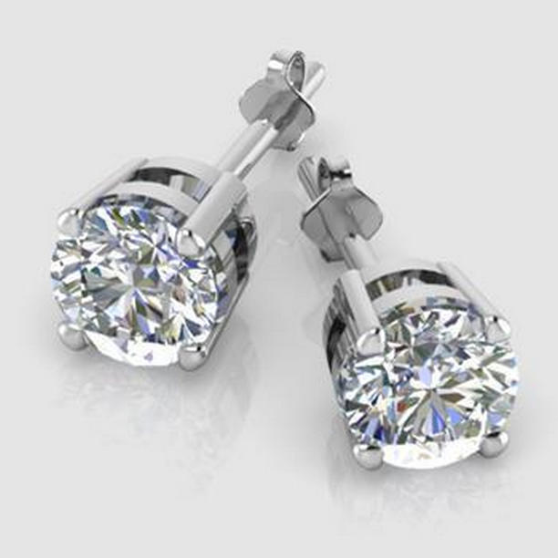 41552 1.5 CT Round Diamond Stud Earring, 14K White Gold