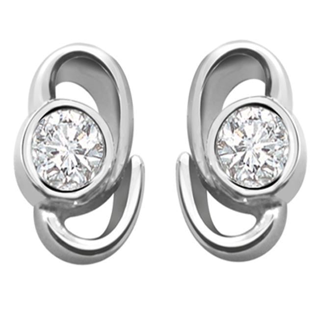 41560 1.3 CT Round Diamond Stud Earring, 14K White Gold