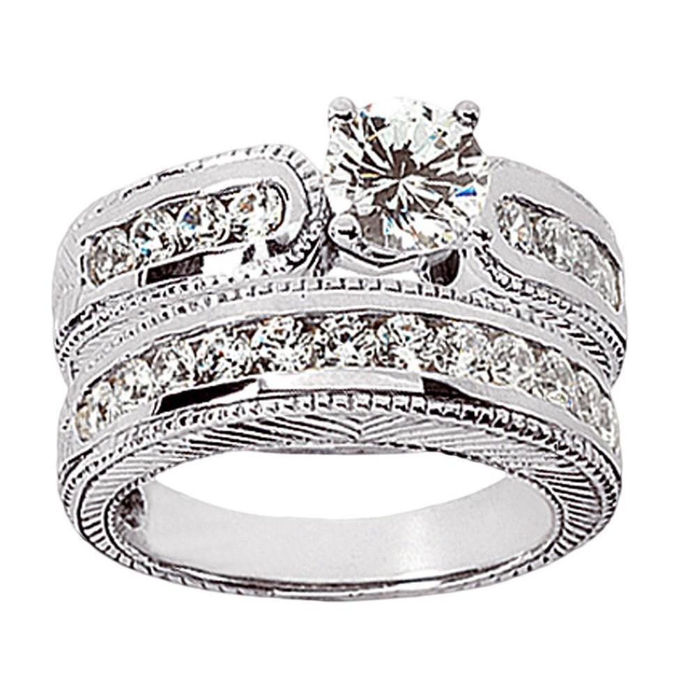 Beautiful 2.01 CT Diamonds Engagement Ring Set, White Gold - Size 6.5
