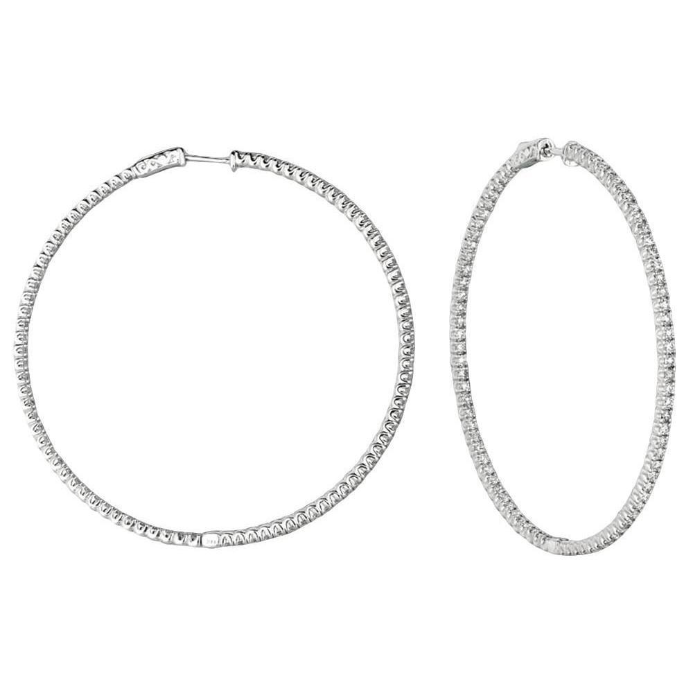 515 CT Round Brilliant Diamond 3 Pointer Diamond Hoop Pair Earring