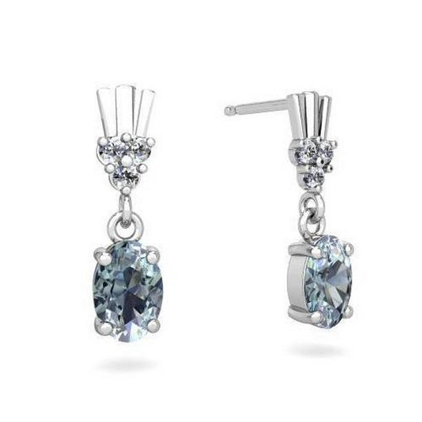 White Gold 7.30 CT Aquamarine & Diamonds Dangle Earrings