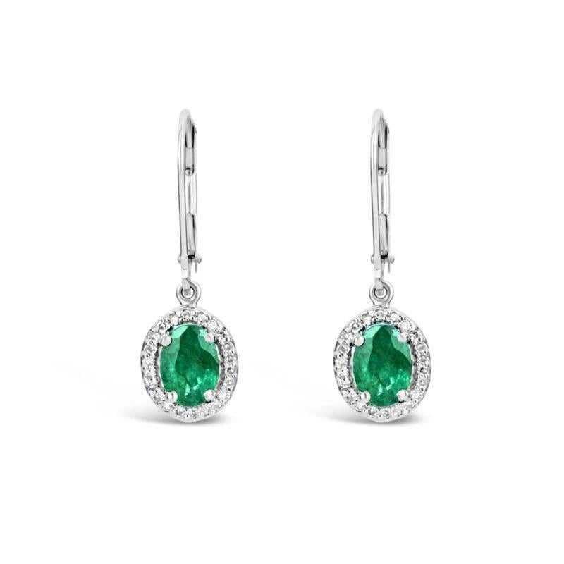 5.30 CT Womens Green Emerald & Diamonds Dangle Earrings
