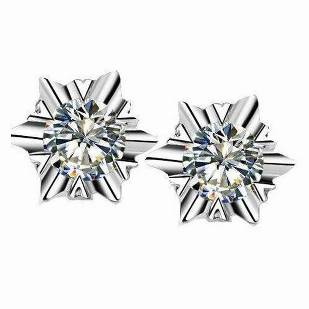 2.0 CT Solitaire Round Cut Diamond Stud Earring, 14K White Gold
