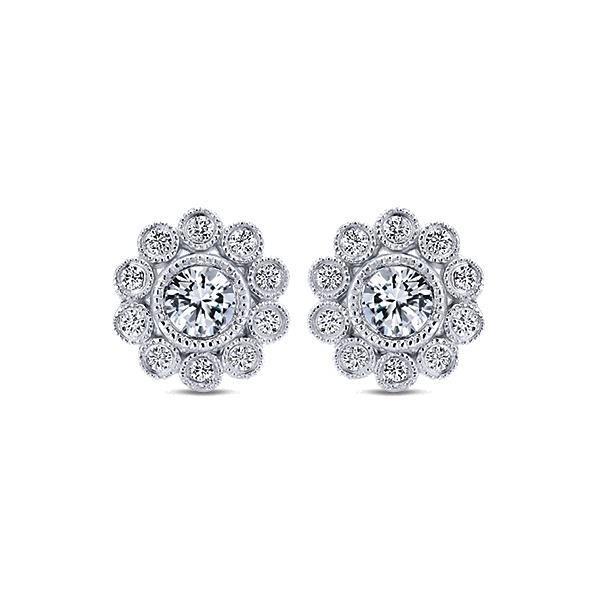 53405 3 CT Round Shape Halo Diamond Womens Stud Earrings, 14K White Gold