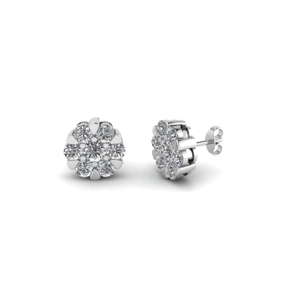 53437 4.90 CT Fine Round Diamond Stud Earring, 14K White Gold
