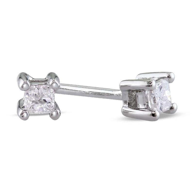 53441 0.70 CT 4 Prong Set Princess Cut Diamond Stud Earring, 14K Gold