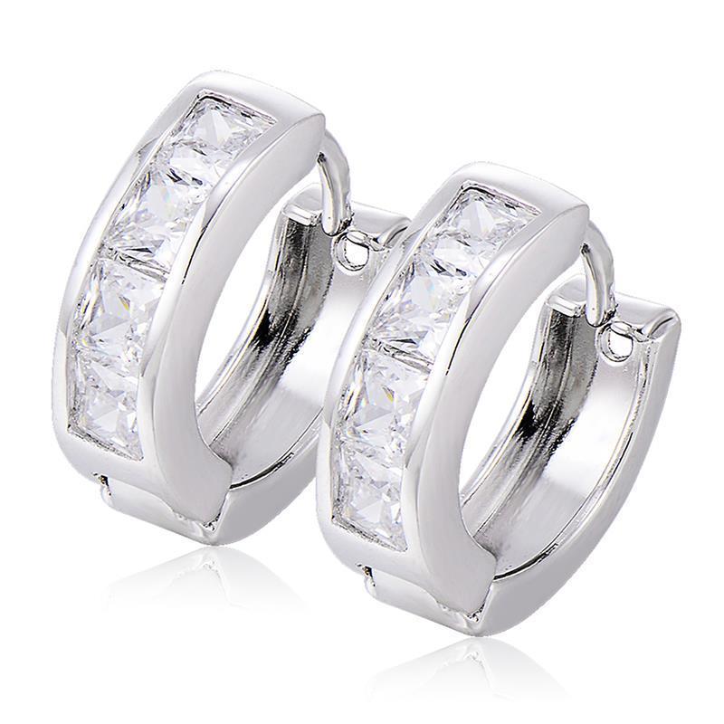 53453 2.00 CT Princess Cut Diamonds Hoop Earrings, 14K White Gold -  Harry Chad Enterprises