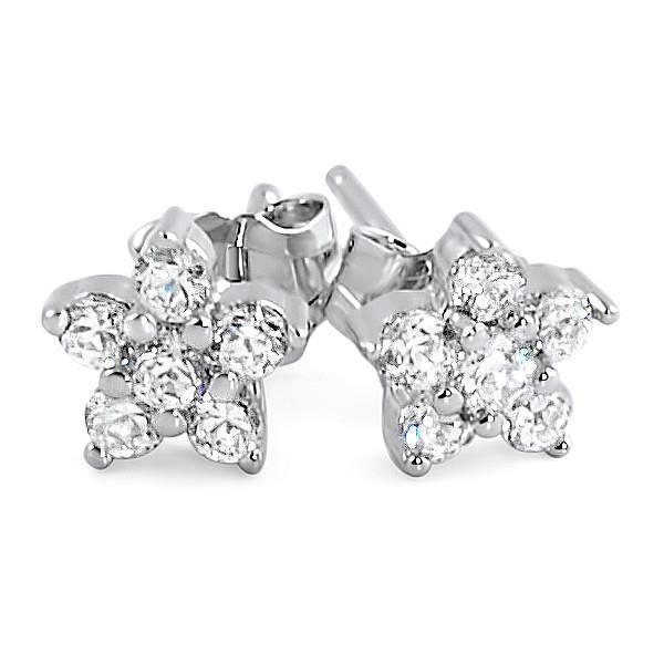 53474 3.00 CT Sparkling Round Cut Diamond Stud Earring, 14K White Gold