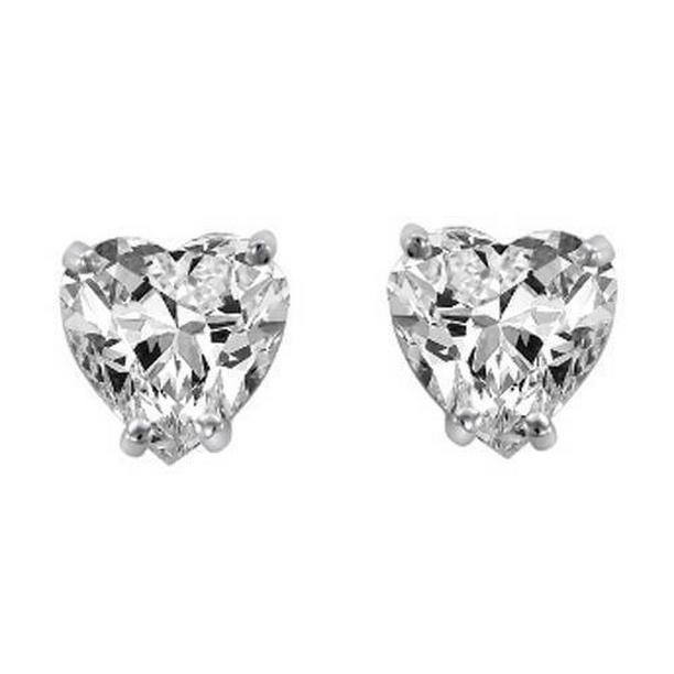 53516 1.30 CT Heart Cut Womens Gold Diamond Stud Earring