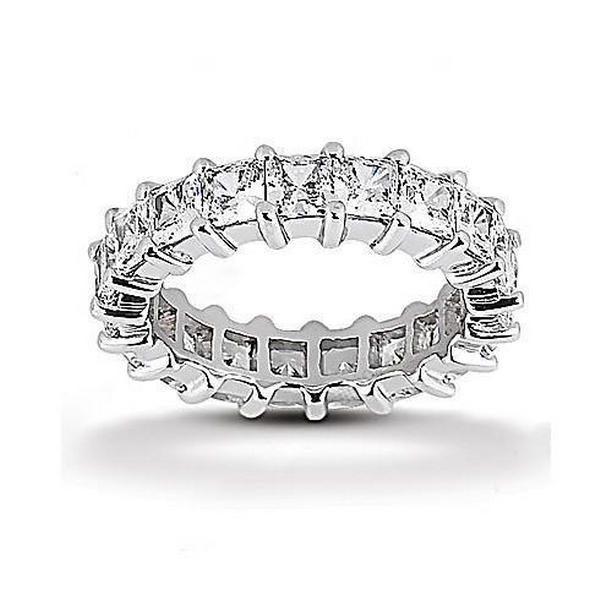 5571 4.75 CT Princess Cut Diamonds Eternity Band, White Gold - Size 6.5