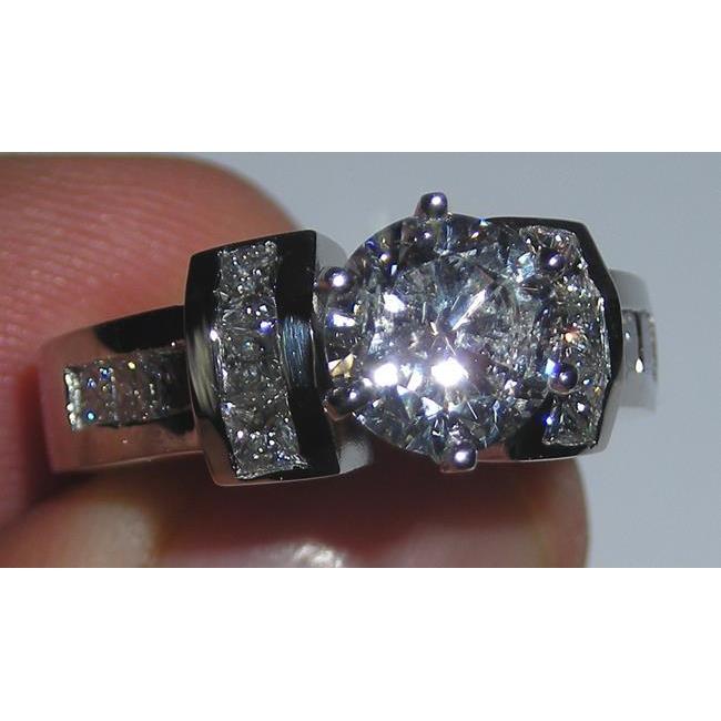 55730 Diamond 2.71 CT Princess & Round Engagement Ring, 14K White Gold - Size 6.5
