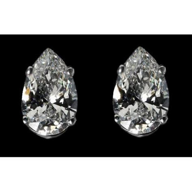 2.51 CT Pear Cut Diamond G SI1 Stud Post Earrings, Gold