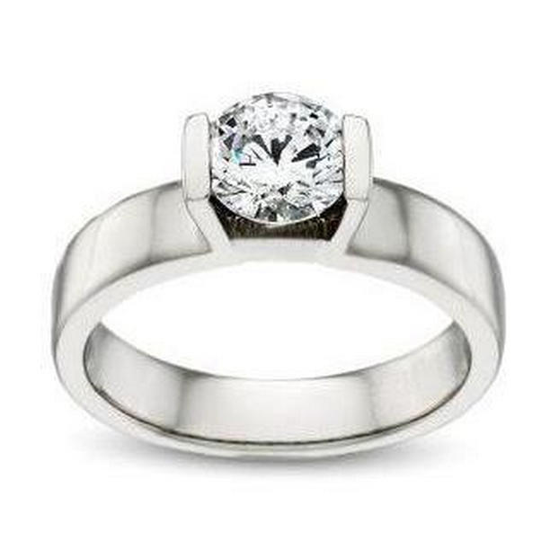 55970 1.50 CT Bar Setting Diamond Solitaire Ring, White Gold - Size 6.5