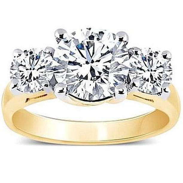 Picture of Harry Chad Enterprises 55988 4 CT Diamonds Three Stone Engagement Ring&#44; Two Tone Gold - Size 6.5