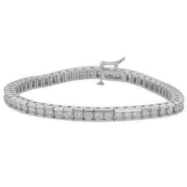 57030 6.05 CT Sparkling Round Cut Diamonds Channel Set Bracelet, 14K White Gold