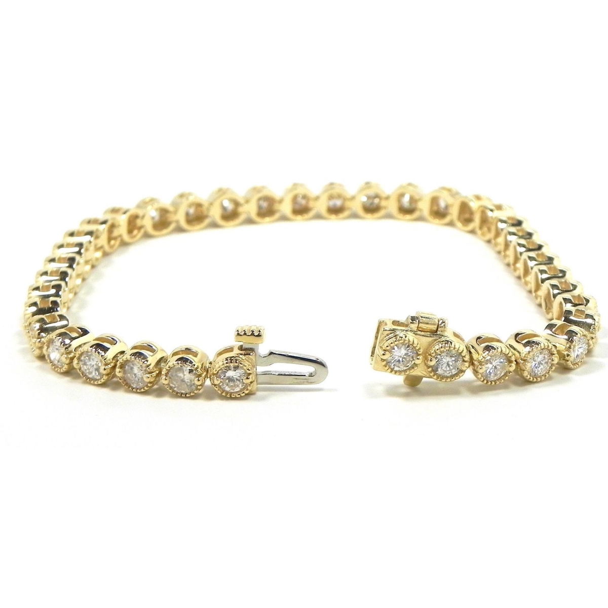Picture of Harry Chad Enterprises 57056 8 CT Womens 14K Yellow Gold Round Diamond Tennis Bracelet