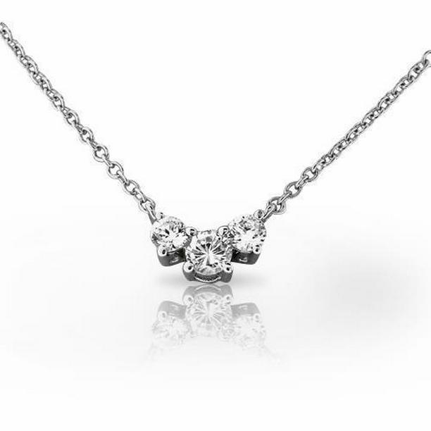 Picture of Harry Chad Enterprises 57057 5 CT Round Cut Diamond Three Stone Necklace&#44; 14K White Gold