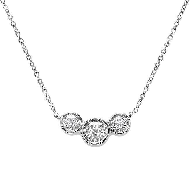 Picture of Harry Chad Enterprises 57060 3.5 CT Three Stone Round Diamond White Gold Necklace Pendant