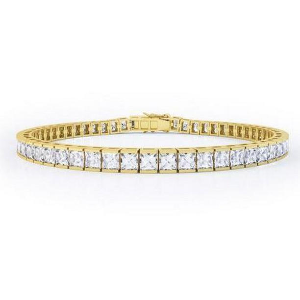 Picture of Harry Chad Enterprises 57064 8.80 CT Princess Cut Diamonds Tennis Bracelet&#44; 14K Yellow Gold