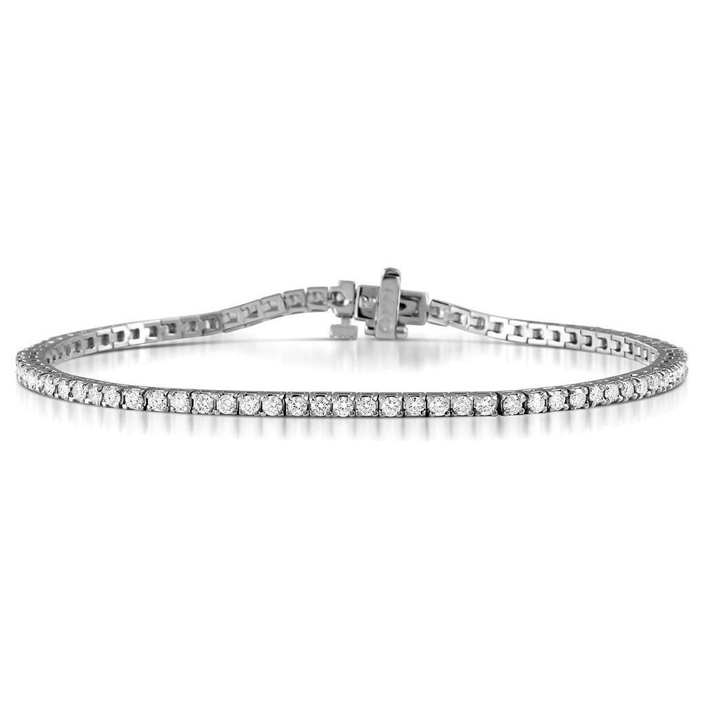 57073 Round Cut 4.50 CT Diamonds Prong Set 14K White Gold Tennis Bracelet