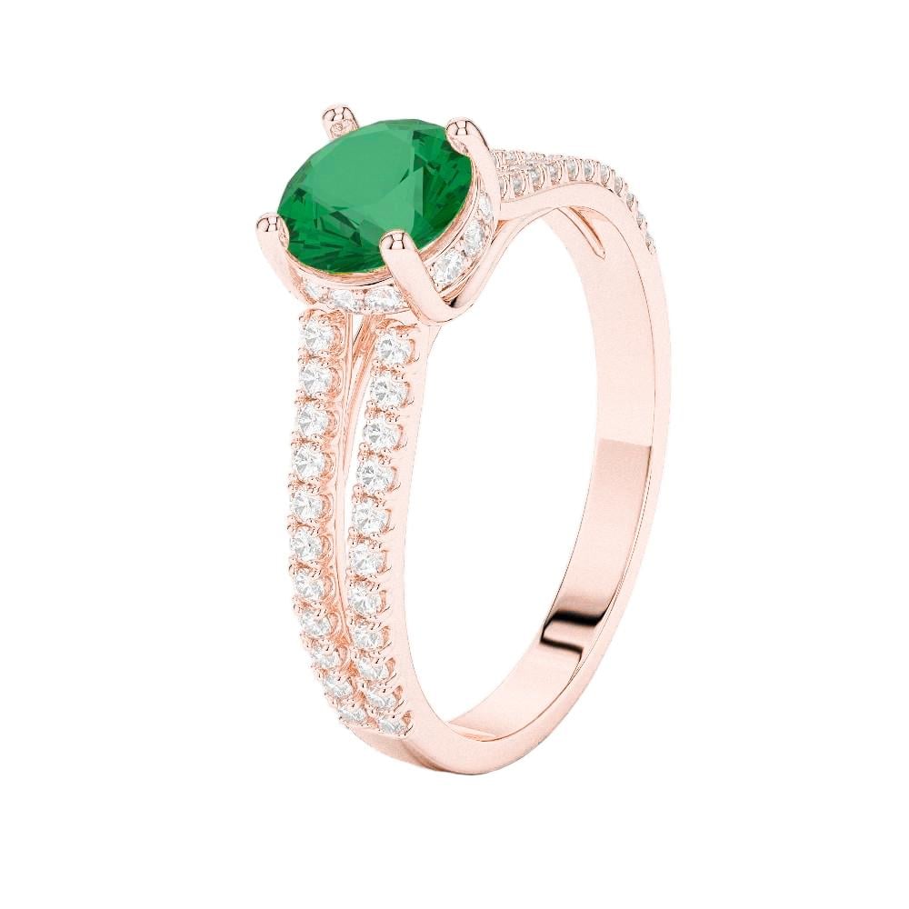 Picture of Harry Chad Enterprises 57076 4.25 CT Round Brilliant Cut Emerald & Diamond Engagement Ring&#44; Size 6.5