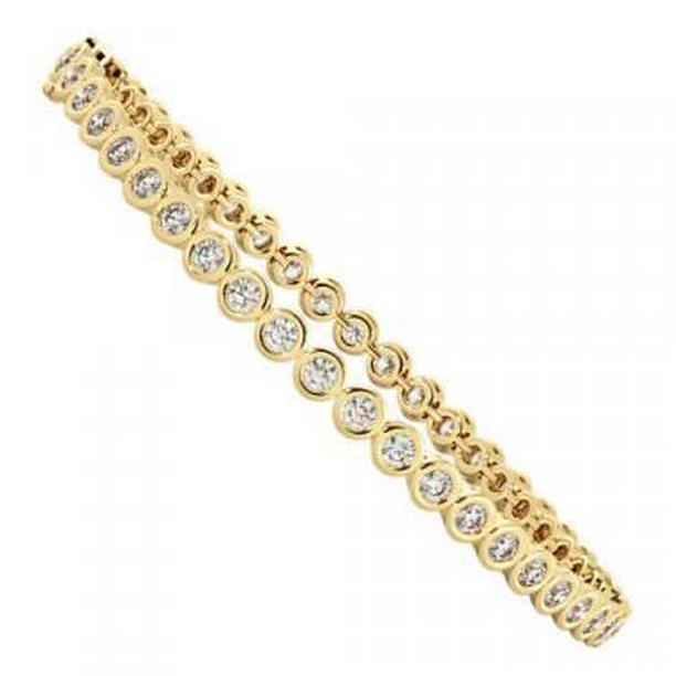 Picture of Harry Chad Enterprises 57089 6.75 CT Bezel Set Round Cut Diamonds Yellow Gold Tennis Bracelet