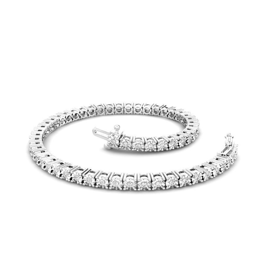 57111 3 CT Round Brilliant Cut Diamond Solid White Gold Tennis Bracelet