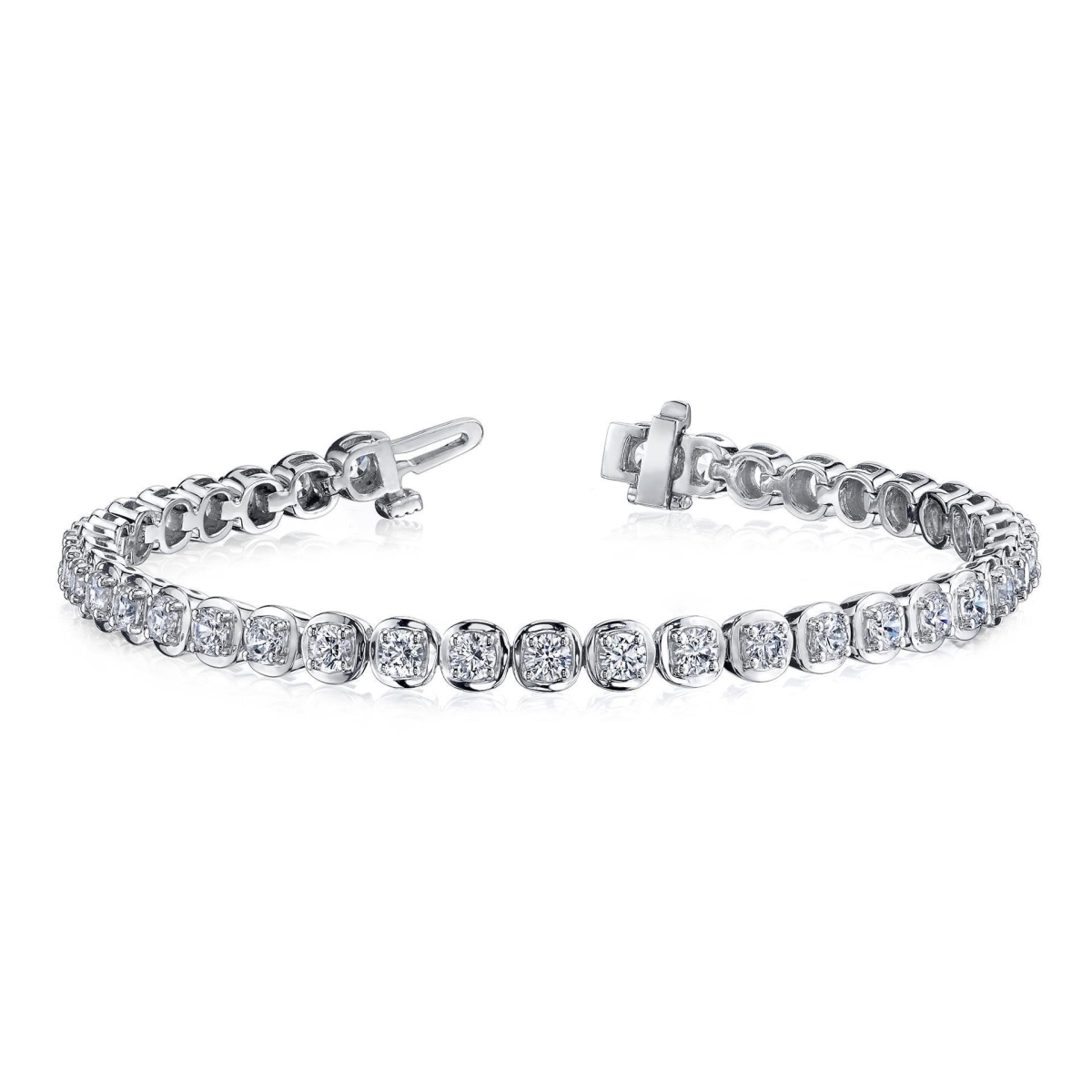 57113 6 CT Round Cut Diamond Ladies White Gold Tennis Bracelet