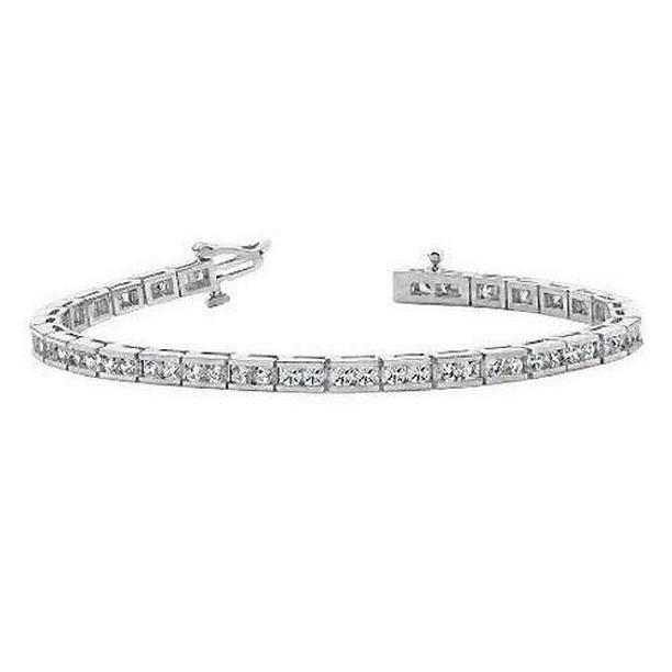 58075 Fancy 6.40 CT Round Cut Diamond Tennis Bracelet, 14K White Gold