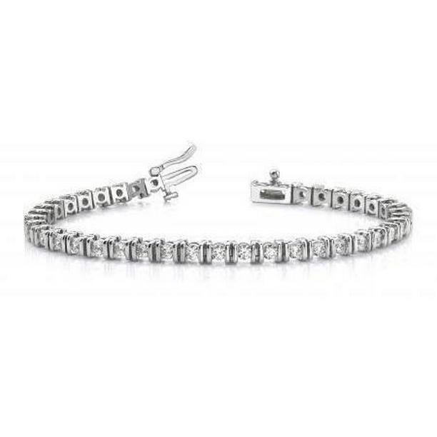 Womens Sparkling 4 CT Round Cut Diamonds Tennis Bracelet, White Gold
