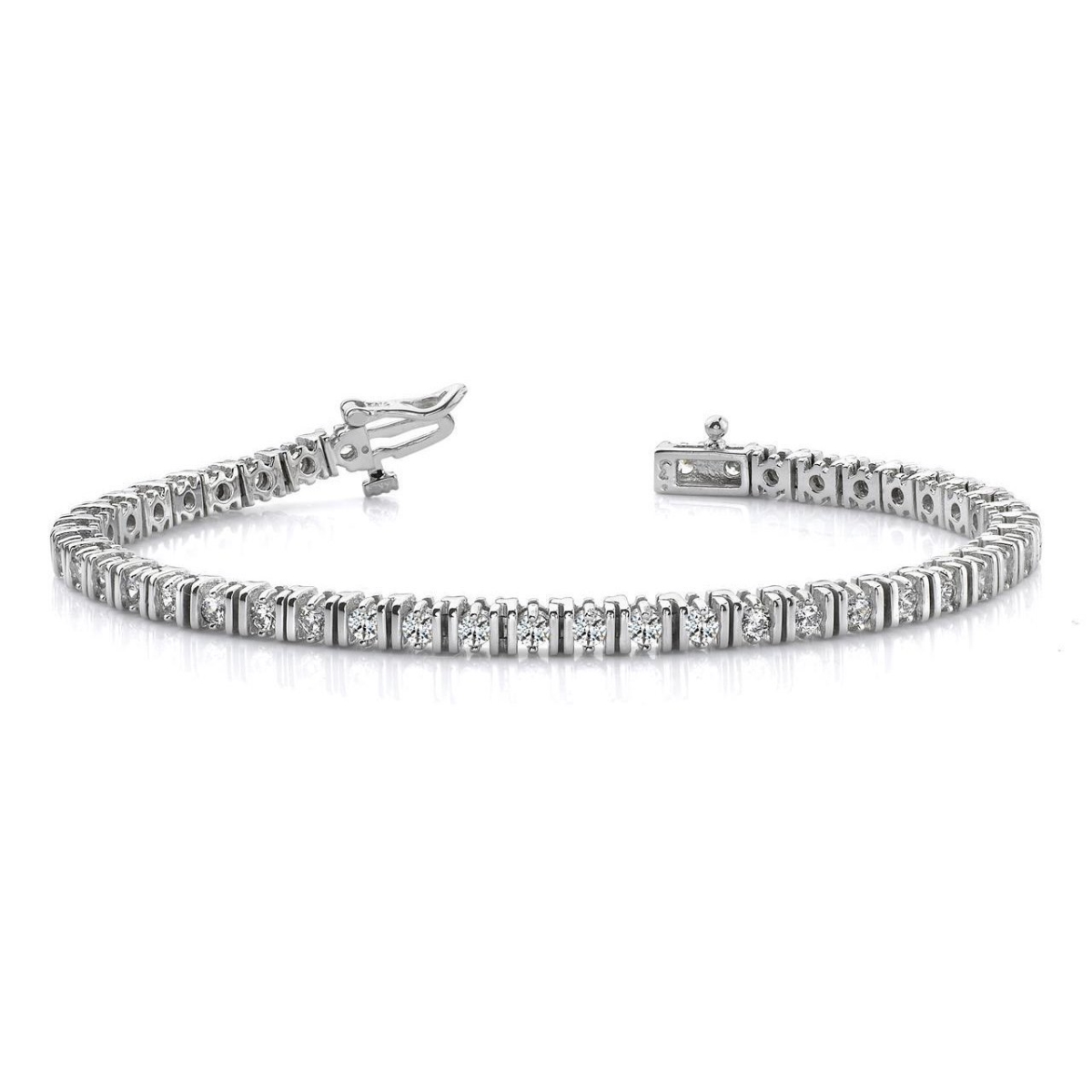 58090 Round Cut Sparkling 4 CT Diamonds Tennis Bracelet, 14K White Gold